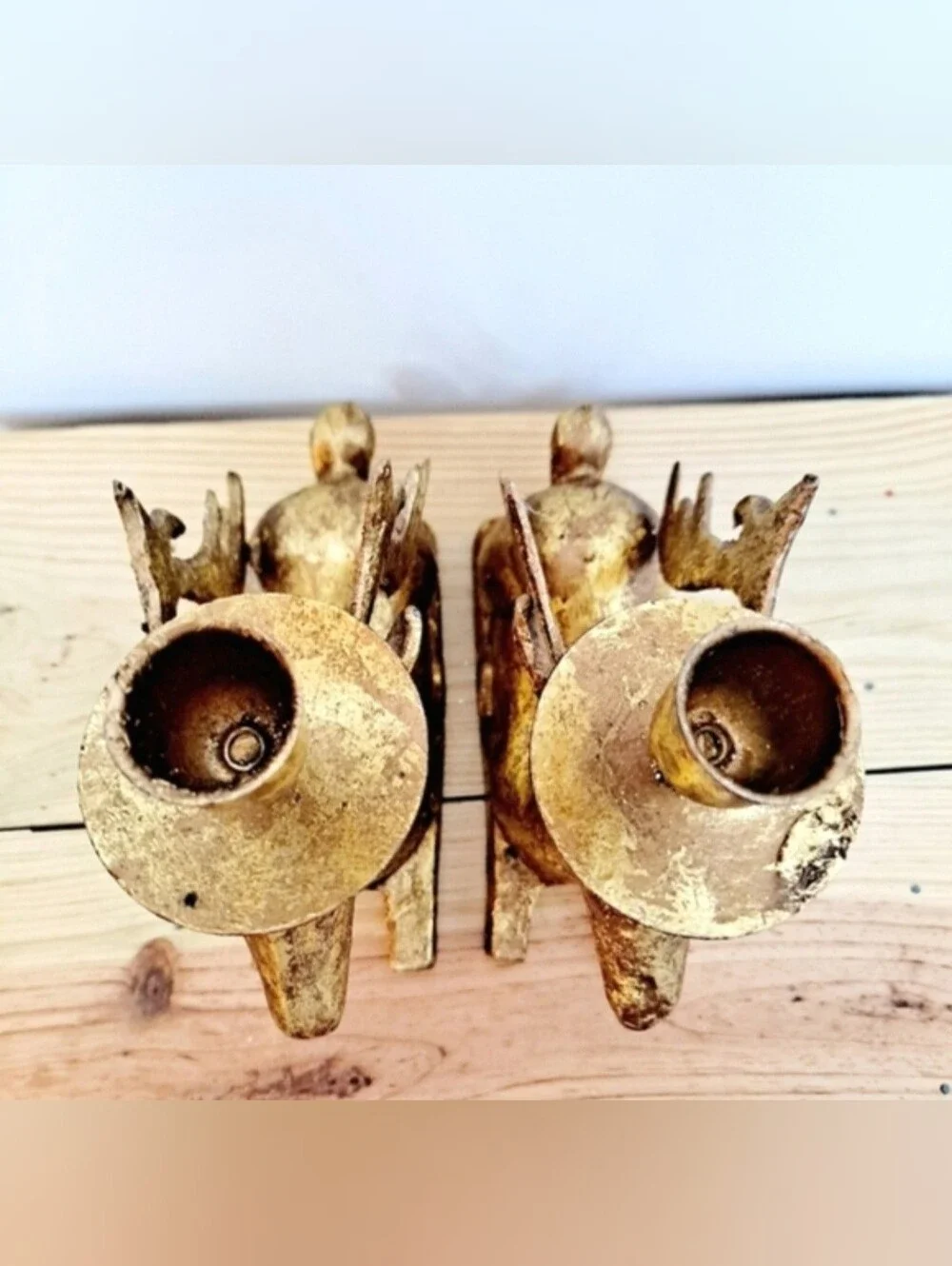 Vintage Brass Reindeer Stag Candle Holders | Matched Pair | 7” Holiday Decor